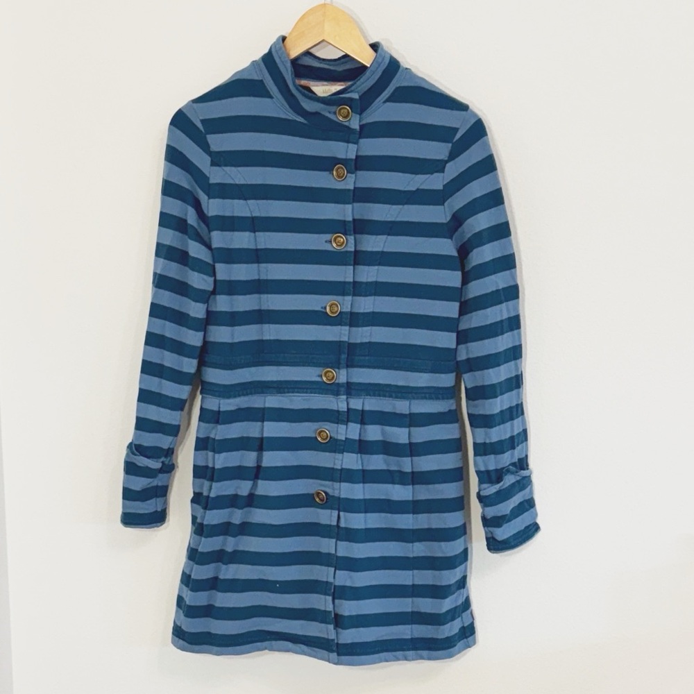 Matilda Jane Fall Breeze blue striped peacoat Button Front,Pockets Size Small - Picture 3 of 7